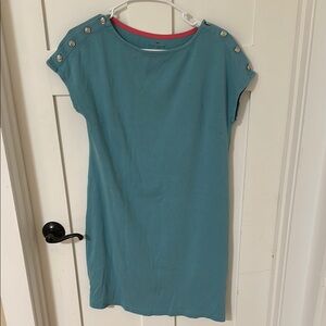 Teal Button-Shoulder Dress